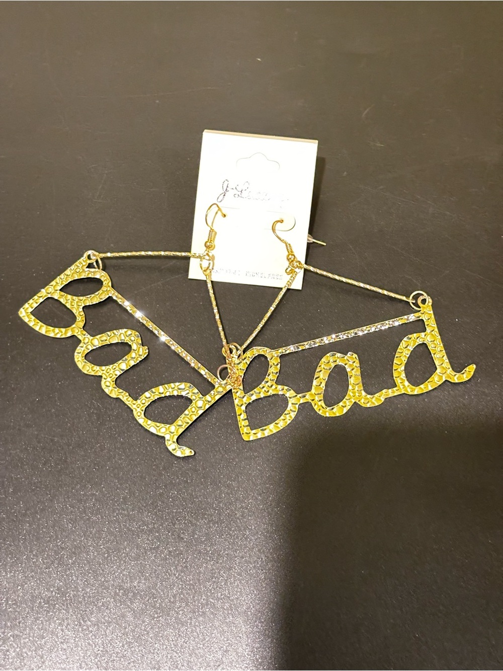 Gold "Bad" Script Name Necklace - Picture 7 of 7